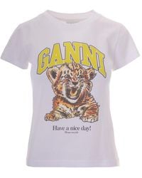 Ganni - T-Shirt Baby Fit Tiger - Lyst