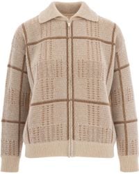 Max Mara - Cardigan Con Zip Egizio Ecru - Lyst