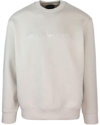 Emporio Armani - Felpa Con Logo Ecrù - Lyst