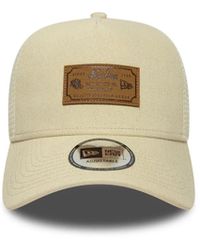 KTZ - Cappellino 9Forty A-Frame Trucker Leather Patch Chiaro - Lyst