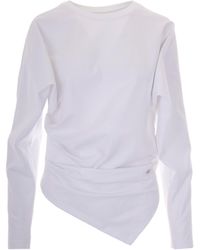 Ganni - Sheer Long Sleeve Wrap Hem Top - Lyst