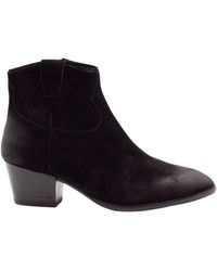 Ash - Dark Suede Zip Ankle Boots - Lyst