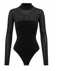 Elisabetta Franchi - Body Con Trasparenze Nero - Lyst