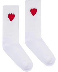 Vision Of Super - Calzini Bianchi Jacquard Flaming Heart - Lyst