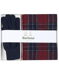 Barbour - Gift Set Tartan Guanti E Sciarpa Rosso - Lyst