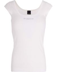 Pinko - Top A Costine Love Birds Bianco - Lyst