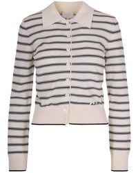 A.P.C. - Cardigan A Righe Ecru - Lyst