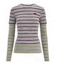 Ganni - Striped Ribbed Long Sleeve Crewneck Top - Lyst