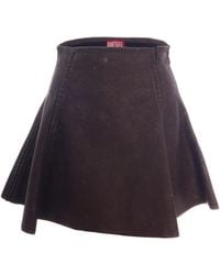 DIESEL - Chocolate Erina Polyurethane Mini Skirt - Lyst