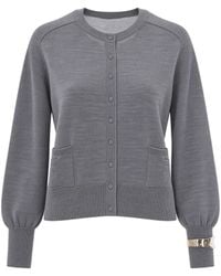 Liu Jo - Cardigan Girocollo Grigio Melange - Lyst