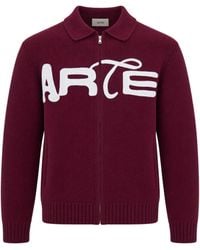 Arte' - Cardigan Full Zip Bordeaux - Lyst