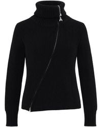 Patrizia Pepe - Maglia Con Zip Asimmetrica Nero - Lyst