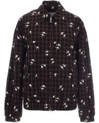 Ganni - Bomber Check Flower Cappuccino - Lyst