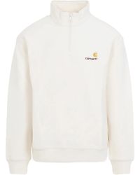 Carhartt - Felpa Half Zip American Script Natural - Lyst