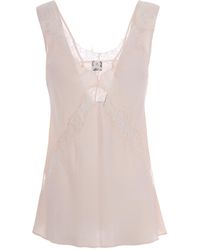 Pinko - Sleeveless Twill Viscose Top With Lace Accents - Lyst
