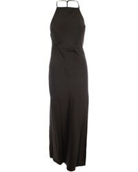 Patrizia Pepe - Abito Lungo Con Collo Halter Verde Militare - Lyst