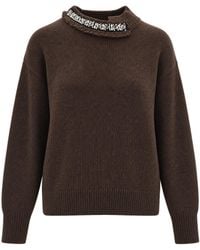 Liu Jo - Melange Rhinestone Ribbed Turtleneck Sweater - Lyst