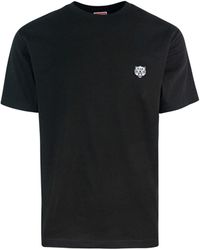 KENZO - T-Shirt Nera Con Ricamo Happy Tiger - Lyst