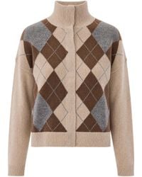 Max Mara - Maglione Pacche Jaquard Ecrù - Lyst
