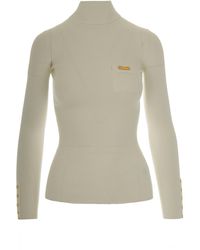Elisabetta Franchi - Maglia A Costine Con Taschino Avorio - Lyst