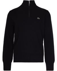 Lacoste - Maglione A Collo Alto Nero Con Zip - Lyst