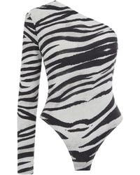 Patrizia Pepe - Body Monospalla Con Stampa Zebra - Lyst