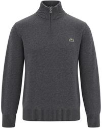 Lacoste - Wool Half-Zip Mock Neck Sweater - Lyst