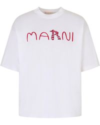 Marni - Cotton Knit T-Shirt With Wide Sleeves - Lyst