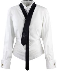 Elisabetta Franchi - Camicia Bianca Con Cravatta - Lyst