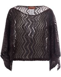 Missoni - Top A Rete Zig Zag Con Paillettes E Maniche Ampie - Lyst