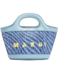 Marni - Borsa Tropicalia Micro Rafia Blu - Lyst