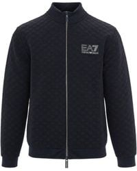 EA7 - Felpa Label Full Zip Inserti - Lyst