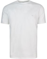 Emporio Armani - Maglietta Bianca Con Micro Aquila A Tono Sol Petto - Lyst