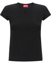 DIESEL - Slim Fit Round Neck T-Shirt With Embroidered Logo - Lyst