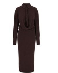 ANDAMANE - Abito Midi Drappeggiato Dark - Lyst