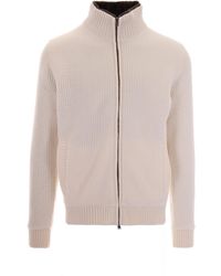 Herno - Full Zip Rib-Knit Wool Sweater - Lyst