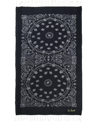 Mc2 Saint Barth - Telo Mare Foutas Nero Con Stampa Bandana - Lyst