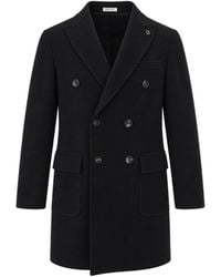 BRERAS Milano - Cappotto Doppiopetto Con Martingala Nero - Lyst