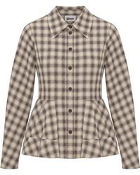 Ganni - Camicia Peplo Oyster - Lyst