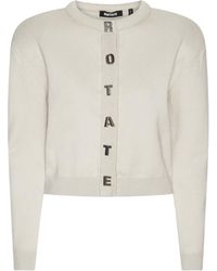 ROTATE BIRGER CHRISTENSEN - Cropped Firm Knit Cardigan With Ribbed Edges - Lyst