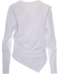 Ganni - T-Shirt Heavy Stretch Draped Bright - Lyst