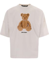 Palm Angels - Oversized T-Shirt With Bear Graphic And Ribbed Neckline - Lyst