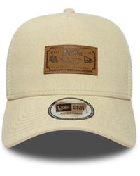 KTZ - Cappellino 9Forty A-Frame Trucker Leather Patch Chiaro - Lyst