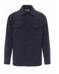 Paolo Pecora - Overshirt Tinta Unita Blu - Lyst