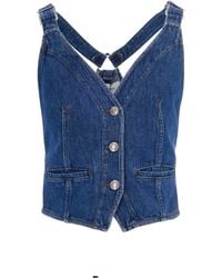 Sportmax - Gilet Denim Blu Notte - Lyst