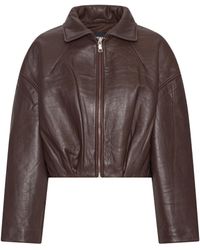 ROTATE BIRGER CHRISTENSEN - Structured Lambskin Leather Jacket - Lyst