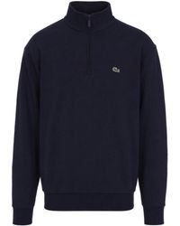 Lacoste - Felpa Mezza Zip Blu - Lyst
