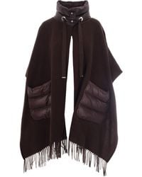 Herno - Velvety Cashmere And Wool Poncho With Quilted Detailing - Lyst