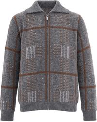 Max Mara - Cardigan Con Zip Egizio Grigio Medio - Lyst