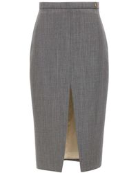 Elisabetta Franchi - Gonna Midi Grigio Melange - Lyst